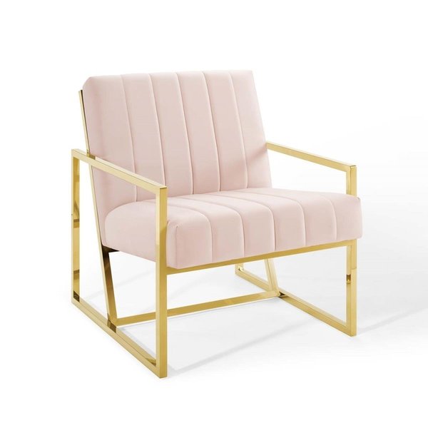 Modway Furniture Inspire Channel Tufted Performance Velvet Armchair - Pink EEI-3914-PNK